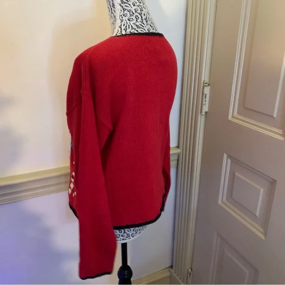 Vintage Nutcracker Red Christmas Bears Cardigan SZ L - Picture 8 of 15